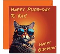 Stuff4 Divertente biglietto di compleanno donne e uomini con occhiali da sole a forma di gatto biglietto di auguri mamma papà fratello sorella zio cugino nonno tata e amico 145mm