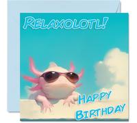 Stuff4 Divertente biglietto di compleanno donne e uomini con occhiali da sole Axolotl biglietto di auguri mamma papà fratello sorella zio zia cugino nonno tata amica 145mm