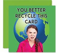 Divertente biglietto di compleanno Greta Thunberg donne e uomini con scritta "Watch Out Greta's About - Joke Eco Friendly Climate Change Warrior biglietto di auguri amici e familiari 145 mm