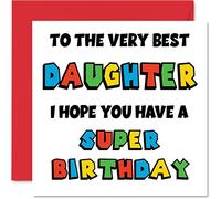 Stuff4 Divertente biglietto di compleanno per figlia, super compleanno, biglietto di auguri per la figlia di mamma papà, videogiochi, 145 mm