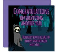 Stuff4 Divertente biglietto di compleanno uomini e donne con scritta Survive Another Year biglietto di auguri mamma papà fratello sorella figlio figlia scherzo umorismo maleducato