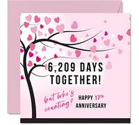 Stuff4 Divertente biglietto per il 17° anniversario per moglie o marito 6209 giorni insieme regalo I Love You biglietti d'auguri per il 17° anniversario di matrimonio per partner 145mm