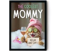 Stuff4 Divertente poster di compleanno con cornice, motivo: gatto rilassante sul bagnetto, divertente regalo di compleanno per mamma, figlio, figlia, 20,3 x 25,4 cm, decorazione per la festa della