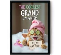 Stuff4 Divertente poster di compleanno per nipote, con scritta in inglese "Relaxing Bath Cat", divertente regalo di compleanno per nipote da nonna, 20,3 x 25,4 cm