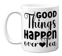 Stuff4 Divertente tazza da tè e caffè, con scritta in lingua inglese "Good Things Over Tea", regalo per amici, colleghi, amici, compleanni, regali di compleanno, tazze in ceramica di alta qualità
