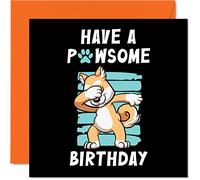 Stuff4 Divertenti biglietti di compleanno uomini e donne dall'animale domestico - Pawsome Birthday - Biglietto di compleanno animali domestici 145mm Biglietti di auguri il compleanno