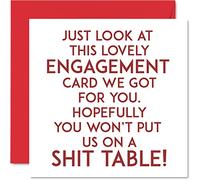 Stuff4 Divertenti biglietti di fidanzamento coppie non ci mettono su un tavolo di felice congratulazioni scherzo biglietto di congratulazioni biglietto di auguri matrimonio fidanzata 145mm