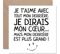 Stuff4 Drôle Carte d'anniversaire de Mariage - Déclaration Hilarante D'amour - Motif Texte Noir et Blanc Plein D'humour, Saint-valentin - 145 mm Carré, Enveloppe Incluse