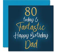 Fantastici biglietti di auguri 80° compleanno papà - 80 Today & Fantastic - Biglietto di auguri di compleanno papà da figlia figlio figlio regalo di compleanno papà 145mm