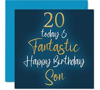 Stuff4 Fantastico biglietto di auguri il 20° compleanno figlio 20 oggi e fantastico biglietto di auguri di compleanno figlio da mamma o papà regalo di compleanno figlio 145mm