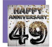 Stuff4 Fantastico biglietto di auguri per 49° anniversario per marito fidanzato moglie fidanzata palloncini glitterati in oro nero biglietti di auguri per 49° anniversario della famiglia 145mm