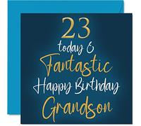 Stuff4 Fantastico biglietto di auguri per il 23° compleanno per nipote - 23 Today & Fantastic - Biglietto di auguri di compleanno per nipote di nonni, nipote, 145 mm x 145 mm