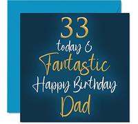 Stuff4 Fantastico biglietto di auguri per il 33° compleanno del papà, per il 33° compleanno del papà, per il compleanno del papà, 145 mm x 145 mm, biglietto di auguri di compleanno per papà