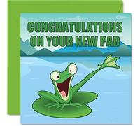 Stuff4 Happy New Home Card Funny - New Pad Frog - Congratulazioni inaugurazione della casa nuova biglietti scherzo biglietti di auguri per la casa in movimento 145mm