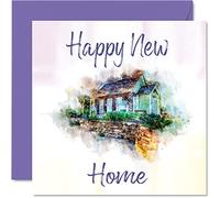 New Home Card - Acquerello - Biglietti di auguri l'inaugurazione della casa nuova biglietti di congratulazioni casa trasloco 145mm biglietti di auguri di benvenuto familiari e amici