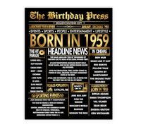 Stuff4 Poster dorato per 66° compleanno, senza cornice, giornale Golden Born In 1959, Happy 66 Birthday per uomini e donne, regalo retrò vintage nel 1959, 20 x 25 cm, decorazione per feste di