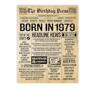 Stuff4 Poster per 46° compleanno, senza cornice, con giornale vintage Born In 1979, regalo per il 46° compleanno, per donne e uomini, stile retrò, 20 x 25 cm, decorazione per festa di compleanno