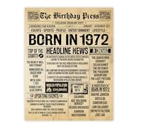 Stuff4 Poster per 53° compleanno, senza cornice, giornale vintage Born In 1972, regalo per il 53° compleanno per donne e uomini, retro nel 1972, 20,3 x 25,4 cm, decorazione cinquantatreesima,