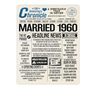Stuff4 Poster per il 65° anniversario di matrimonio, senza cornice, con scritta Married In 1960 Newspaper, Happy 65th Anniversary, per uomini e donne, regalo vintage retrò nel 1960, 20 x 25 cm,