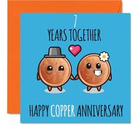 Stuff4 Simpatico biglietto di anniversario di matrimonio per fidanzato e fidanzata, 7 anni insieme, biglietto di auguri per 7° anniversario di matrimonio, per donne e uomini, biglietti di auguri per