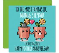 Stuff4 Simpatico biglietto di anniversario in ceramica per mamma e patrigno - 9 anni insieme - Happy 9th Wedding Anniversary Cards for Step Dad Mum, 145 mm biglietti di auguri anniversari