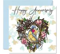 Stuff4 Simpatico biglietto di anniversario per fidanzato fidanzata marito moglie uccellini innamorati biglietto speciale per anniversario di matrimonio per donne e uomini per lei 145mm per fidanzata