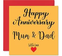 Simpatico biglietto di anniversario per mamma e papà - Happy Anniversary - Biglietto di anniversario di matrimonio per donne uomini lei lui 145mm