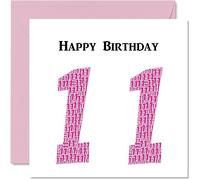 Stuff4 Simpatico biglietto di auguri 11° compleanno ragazze Shapecloud biglietto di auguri figlio figlia fratello sorella nipote nipote cugino 145mm divertente biglietto di