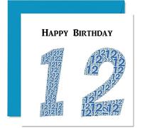 Stuff4 Simpatico biglietto di auguri 12° compleanno ragazzi Shapecloud biglietto di auguri figlio figlia fratello sorella nipote nipote cugino 145mm divertente biglietto di