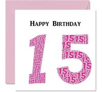 Stuff4 Simpatico biglietto di auguri 15° compleanno ragazze Shapecloud biglietto di auguri figlio figlia fratello sorella nipote nipote cugino 145mm divertente biglietto di