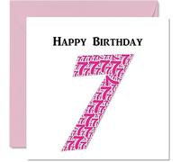 Stuff4 Simpatico biglietto di auguri 7° compleanno ragazze Shapecloud biglietto di auguri figlio figlia fratello sorella nipote nipote cugino 145mm divertente biglietto di