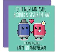 Stuff4 Simpatico biglietto di auguri anniversario di matrimonio cognata e cognata 10 anni insieme 10 anni insieme biglietti di auguri decimo anniversario di matrimonio cognata e fratello