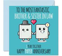 Stuff4 Simpatico biglietto di auguri di anniversario cognata e cognata 1 anno insieme primo anniversario di matrimonio cognata fratello 145mm biglietti di auguri primo