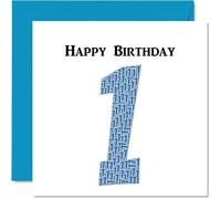 Stuff4 Simpatico biglietto di auguri il 1° compleanno ragazzi Shapecloud biglietto di auguri figlio figlia fratello sorella nipote nipote cugino 145mm divertente biglietto di