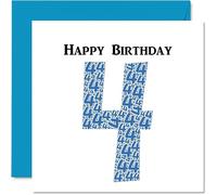 Stuff4 Simpatico biglietto di auguri il 4° compleanno ragazzi Shapecloud biglietto di auguri figlio figlia fratello sorella nipote nipote cugino 145mm divertente biglietto di