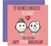 Stuff4 Simpatico biglietto di auguri in cotone per marito - 2 anni insieme - Happy 2 ° anniversario di matrimonio per marito da moglie, 145 mm biglietti di auguri anniversari