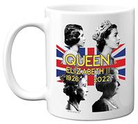 Stuff4 Tazza commemorativa della regina Elisabetta II - La regina Elisabetta II Union Jack Keepsake - regali commemorativi reali, souvenir reali, tazze reali per lui e lei, tazze in ceramica bianca di
