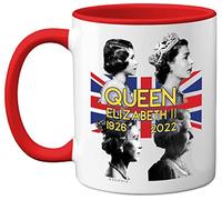 Stuff4 Tazza commemorativa della regina Elisabetta II - The Queen Elizabeth II Union Jack Keepsake - Regali commemorativi reali, souvenir reali, tazze reali per lui e lei, tazze in ceramica rossa di