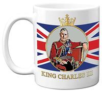 Stuff4 Tazza commemorativa di Re Carlo III - Re Carlo III Union Jack Keepsake - regali commemorativi reali, souvenir reali, tazze reali per lui lei, tazze in ceramica bianca di alta qualità