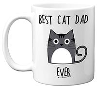 Stuff4 Tazza con scritta Best Cat Dad Ever, 325 ml, in ceramica, lavabile in lavastoviglie, regalo per gli amanti delle auto, regalo per papà e gatto, simpatiche tazze da uomo, regalo divertente per