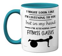 Stuff4 Tazza con scritta in lingua inglese "in my head", regalo divertente per amanti delle lezioni di fitness, uomini e donne, 325 ml, in ceramica di alta qualità, lavabile in lavastoviglie, con