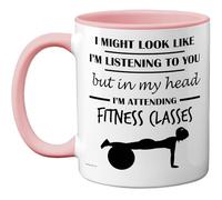 Stuff4 Tazza con scritta in lingua inglese "in my head", regalo divertente per amanti delle lezioni di fitness, uomini e donne, 325 ml, in ceramica di alta qualità, lavabile in lavastoviglie, tazza