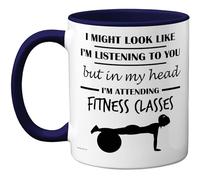 Stuff4 Tazza con scritta in lingua inglese "in my head", regalo divertente per amanti delle lezioni di fitness, uomini e donne, 325 ml, in ceramica di alta qualità, lavabile in lavastoviglie, con