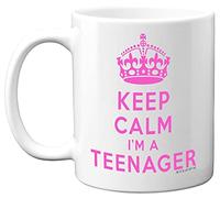 Stuff4 Tazza con scritta Keep Calm I'm A Teenager, regalo per il 13° compleanno per ragazze e ragazzi, 325 ml, in ceramica bianca, lavabile in lavastoviglie, divertente tazza per compleanno o Natale,