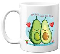 Stuff4 Tazza da caffè in ceramica da 325 ml, idea regalo per anniversario, anniversario, San Valentino, per uomini e donne, con avocado AVO Much Love for You, per fidanzato, moglie, marito, 325 ml