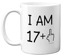 Stuff4 Tazza da caffè in ceramica di alta qualità, regalo per il 18° compleanno per donne e uomini, con dito medio, regalo divertente perfetto per compleanno, 325 ml