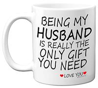 Stuff4 Tazza per San Valentino per lui, con scritta Being My Husband, regalo di San Valentino per marito, perfetta per compleanno, anniversario, Natale, 325 ml, in ceramica, lavabile in