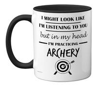 Stuff4 Tiro con l'arco - in My Head Mug - Regalo divertente per gli amanti del tiro con l'arco, uomini e donne, 325 ml, in ceramica di alta qualità, lavabile in lavastoviglie, tazza con manico nero