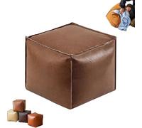 Stuffable Cushion Bag Leather, Unstuffed Pouf Ottomans, 16 Inch Floor Footrest Cushion Storage Solution, for Living Rooms Bedrooms, Can Store Unused Clothes, Dolls, Blankets, Thin Quilts (Coffee)
