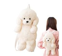 Stuffed Animal Shoulder Bag, Toy Dogs Purse, Adorable Dog Shaped Bag, Cute Realistic Pet Handbag, Soft Plush Bags for Kids Women Travel Use, Girls, White, Khaki, Brown